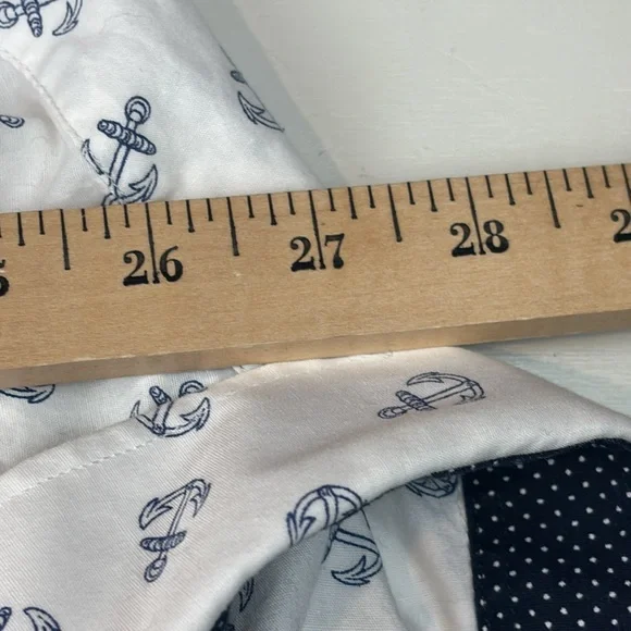 Nick Graham Men's Modern Fit 15.5 Anchor Print Flip Cuff Formal Shirt — Nautical - Picture 9 of 9